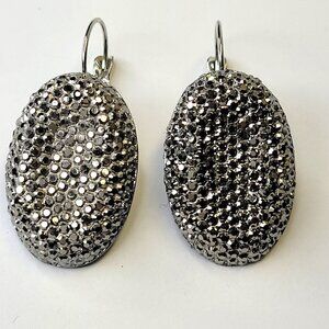 Silver Tone Oval Earrings Light Silver earrings Leverback closure